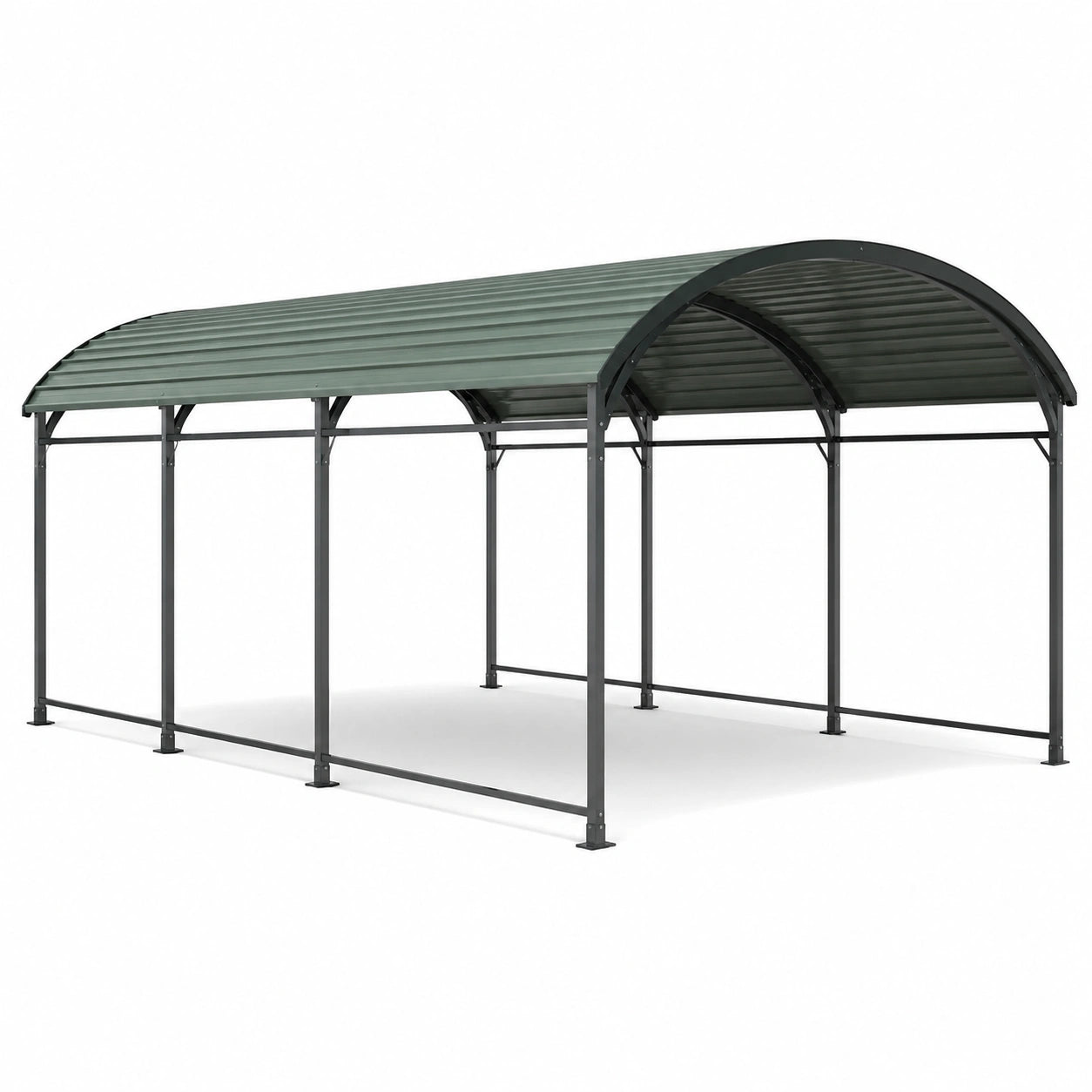 Freistehender Carport aus Stahl mit Polycarbonat-Bogendach, 600 × 300 × 240 cm, Anthrazit und transparentes Grau